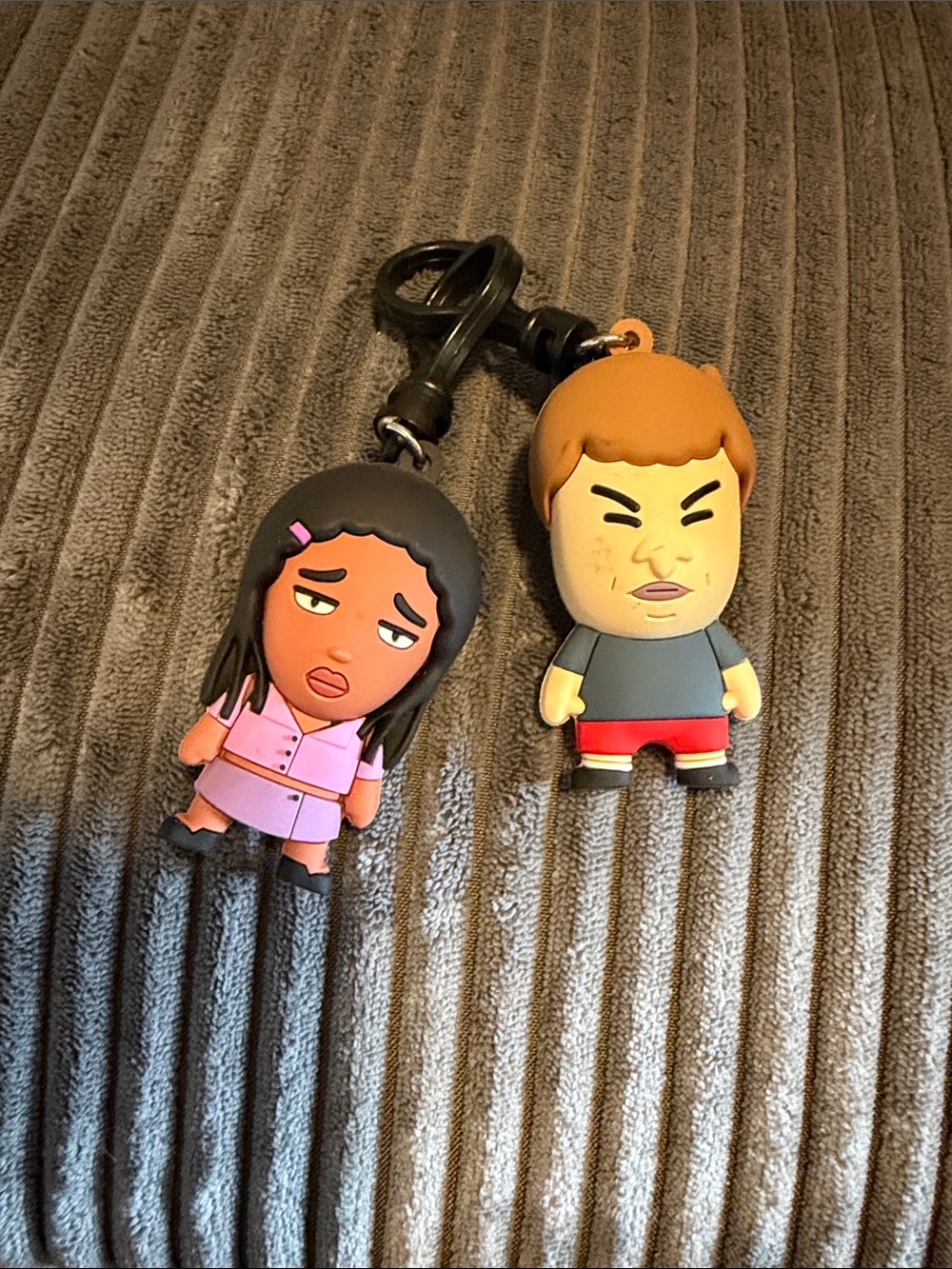 MTV Cartoon Character Keychain Duo - Pink & Gray
